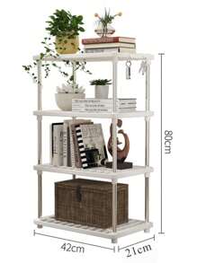 4 niveles, estante de almacenamiento moderno y minimalista independiente para aperitivos para dormitorio, cocina, accesorios de sala de estar, organización y almacenamiento de Home, almacenamiento de baño - Blanco - Ver 6
