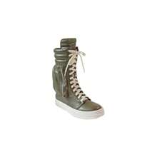 High Top Fashion Sneaker Lace Up Street Shoes With Side Pocket Racer-1 - 橄欖綠 - 查看 5