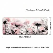 1pc Pink Floral Teal Mouse Pad Washable Boho Flowers Gaming Mousepad Non-Slip Rubber Base Mouse Pads For Office Laptop