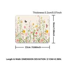 Floral Mouse Pad, Non-Slip Rubber Base And Comfortable Colorful Flowers Green Plants Pattern Cloth Mouse Mat, Cute Mouse Pad For Women, Big Mousepad For Computer, Laptop, Office, Home