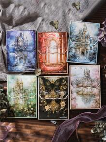 50 Pieces Of Retro Fantasy Material Paper, Non-Adhesive Handmade DIY Decorative Collage Background Material Paper Set, Flower And Animal Print Retro Handbook Essential Supplies - Multicolor - View 10