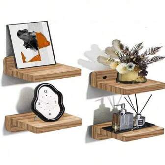 4st Små flytande hyllor, väggmonterad miniförvaringshylla, hörnhyllor Hängande förvaringsställ för heminredning, sovrum Vardagsrum Badrum Kök Rumsinredning