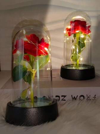 Valentine's Party Small Gift Red Rose Plastic Glowing Ornament, Eternal Flower Gift For Wife, Mom, Valentine's Day, Mother's Day, Graduation, Birthday, Anniversary, Table Decoration,Centerpieces,Artificial Flowers,Plastic Flowers, Valentine Day, Gift Gifts Home Decor Christmas Decorations Room Decor Christmas