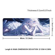 1 Tấm lót chuột chơi game dành cho cô gái tóc trắng Bàn di chuột Anime mở rộng, Tấm lót bàn lớn có đế chống trượt, Thảm bàn phím đầy đủ với các cạnh được khâu để chơi game và văn phòng - màu sắc - Xem 8