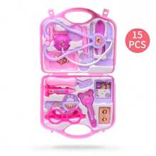 1 件儿童医生扮演玩具医疗套件，包括手提箱、听诊器和注射器，适合男孩和女孩 - 彩色 - 查看 9