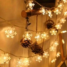 1 件 150 厘米/59 英寸圣诞仙女灯（不含电池），雪花和圣诞树图案，适用于圣诞树装饰、家居圣诞装饰、户外露营氛围灯、庭院装饰、室内/室外装饰、家居装饰、圣诞派对装饰派对用品、圣诞快乐、2025 新年装饰 - 彩色 - 查看 2