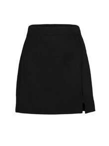 Women Mini Pencil Skirt Regular Fit Basic Mini Black Skirt - Black - View 6