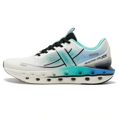 XTEP Tênis de Fitness e Corrida 11.0 Absorventes de Choque e Acolchoados para Homens, Leve, Absorção de Impacto, Antiderrapante, Tênis Esportivos Casuais, SKU: 976219110039 Vela Branco/Verde Araçari/Azul Oceano