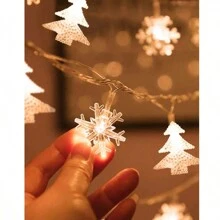 1 件 150 厘米/59 英寸圣诞仙女灯（不含电池），雪花和圣诞树图案，适用于圣诞树装饰、家居圣诞装饰、户外露营氛围灯、庭院装饰、室内/室外装饰、家居装饰、圣诞派对装饰派对用品、圣诞快乐、2025 新年装饰 - 彩色 - 查看 12