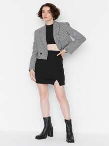 Women Mini Pencil Skirt Regular Fit Basic Mini Black Skirt - Black - View 4