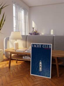 1 张无框游艇俱乐部海报、70 年代印刷品、时尚墙壁艺术、杂志海报、避暑别墅海报、艺术、复古印刷品、艺术、学院风印刷品