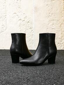 Women's Fashion Chunky Heel Boots, Versatile Zipper Closure Elegant Pointed Toe Sexy Party Ankle Boots, Autumn