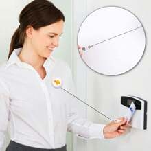 1 件可爱姜饼伸缩徽章卷轴架，配有坚固的鳄鱼夹，适用于护士、护理学生和医生 - 360 度旋转 ID 标签卡，带按扣 - 黑色 - 查看 4