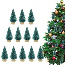 12pcs/Pack Mini Artificial Pine Christmas Trees, Multiple Colors (Blue, Light Green, Green, White, Gold, Silver), Home, Party, Office, Garden Decor, Christmas Decoration, DIY Miniature Snowy Scene Craft Ornaments,Christmas - 12pcs Small Christmas Tree - View 11