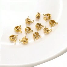 100pcs/Pack Stainless Steel Golden Connector Crimp Beads For DIY Bracelet Necklace Jewelry Making Supplies