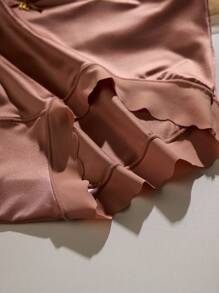 5 Pcs Of Women's Non-Marking Satin Mid-Waist Ruffled Mulberry Silk Bottom Crotch Hip-Lifting Panties