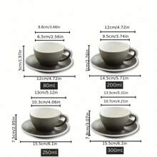 1 Set Vintage Style Ceramic Coffee Cup & Saucer Set, 10.14 Oz - Perfect For Espresso, Cappuccino And Latte Art, Dishwasher Friendly, Back To School - Multicolor - View 2