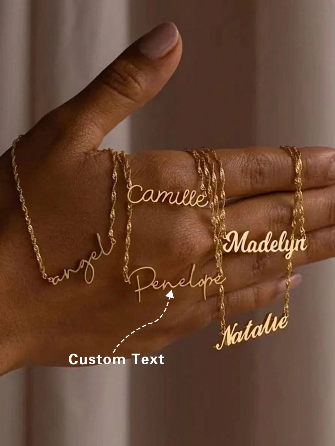 Luxury Customizable Name Gold Color Fashionable Charming Necklace, Suitable As Birthday, Anniversary, Holiday Gift For Friends, Loved Ones, Family