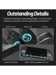 1280*720 High-Resolution Smart Pro Handheld Game 5+Hours 5000 MAh ConsoleHD 4.96 Inch, 64G 12000+ Retro Handheld Video Games Consoles Built-In Rechargeable Battery Portable Style Hand Held Game Consoles System Black - Multicolor - View 2