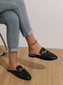 Women Casual Slip-On Loafers 2024 New Korean Ins Style Autumn Winter Mule Flats Indoor Slippers - Black - View 4