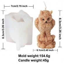 硅胶猫头鹰蜡烛模具，动物主题 3D DIY 工艺艺术硅胶肥皂模具，不对称形状手工蜡烛制作用品 - 白色 - 查看 15