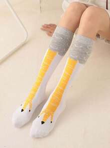 3 pares/1 par de Medias de compresión sobre la rodilla con estampado de pata de pollo, divertidas, para niñas y adolescentes, cálidas, aptas para disfraces de vacaciones, Navidad, Halloween, gran regalo para niñas, niños, mamás, papás, ropa de invierno para niñas/niños, regalos navideños