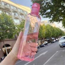 1 قطعة زجاجة مياه رياضية بسيطة وأنيقة، جذابة للغاية، غير قابلة للكسر، زجاجة قياس زمن جذابة للرجال والنساء، أكواب بلاستيكية شفافة مقاومة للتسرب، أكواب شهيرة بسيطة على الإنترنت