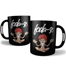 Taza de meme con monje meditando yoga - Taza de café de cerámica, Karma divertido,