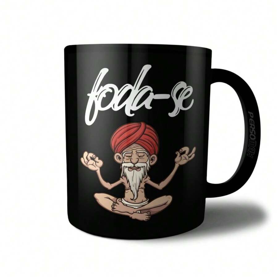 Taza de meme con monje meditando yoga - Taza de café de cerámica, Karma divertido,