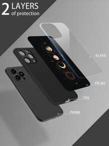 1pc Galaxy Glass Protective Case Compatible With Apple IPhone 16 Pro Max/16 Pro/16 Plus/16, Galaxy A55/A54, S24/S24+/S24 Ultra/S24 FE, S25/S25+/S25 Ultra, Pixel 9/9 Pro/9 Pro XL, Gold Color