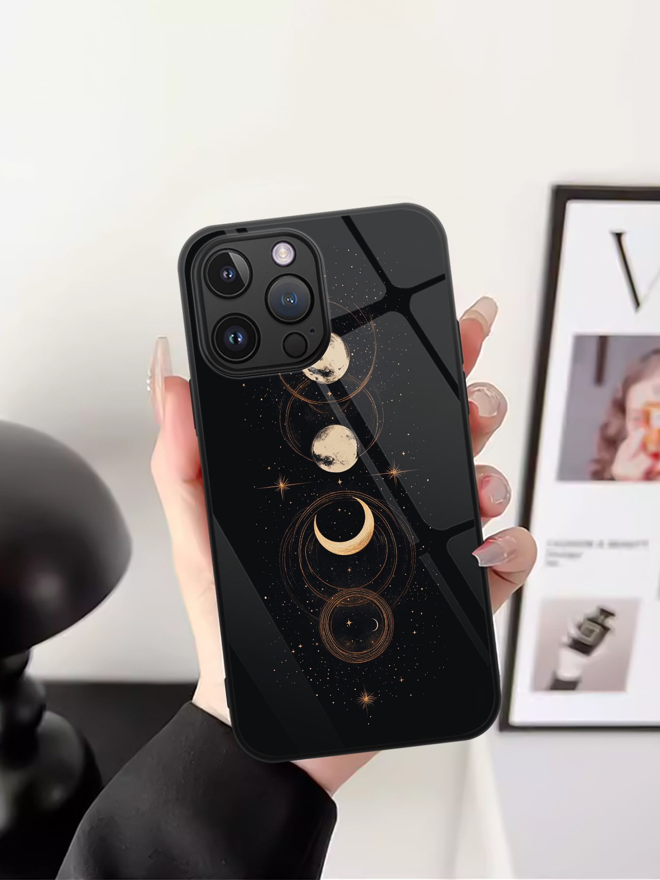 1pc Galaxy Glass Protective Case Compatible With Apple IPhone 16 Pro Max/16 Pro/16 Plus/16, Galaxy A55/A54, S24/S24+/S24 Ultra/S24 FE, S25/S25+/S25 Ultra, Pixel 9/9 Pro/9 Pro XL, Gold Color