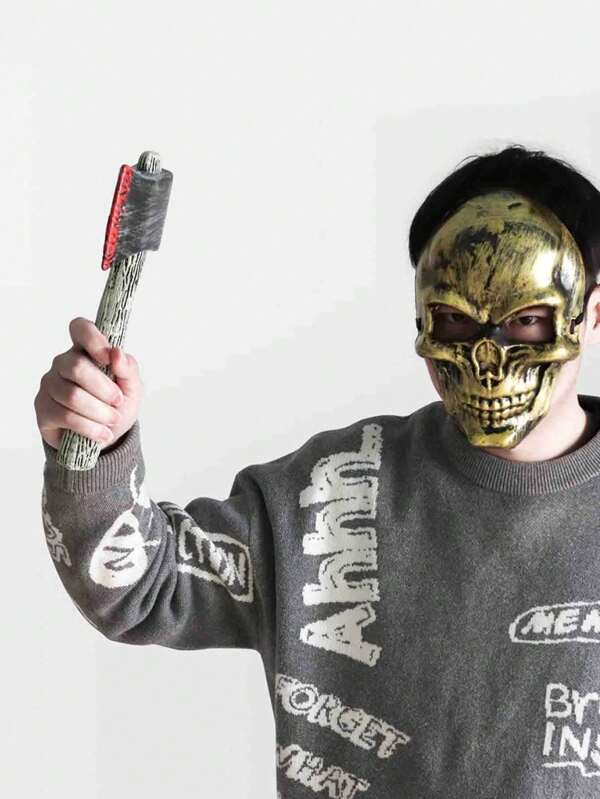 1pc Halloween Toy Plastic Knife & Axe Cosplay Props, Realistic Pirate Accessories, Handpainted Saw Prop (May Have Uneven Paint Surface)