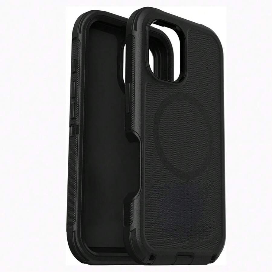 [2024 新品] ANTHOUSE 适用于 iPhone 16 16Pro 16 Plus 16 Pro Max 手机壳，重型保护 3 层 [防震] [防摔] [强磁] 手机壳保护套 [带 2 个屏幕保护膜] 适用于 iPhone iPhone 16 16Pro 16 Plus 16 Pro Max 适用于万圣节、圣诞节、生日、新年礼物、送给朋友的礼物 - 黑色 - 查看 1