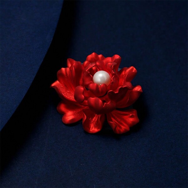 Deluxe Red Peony Brooch, Luxury & Elegant For Women