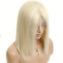 13x4 transparente 613 blonde Honigfarbe gerade Bob Spitzenfrontinets für Frauen, 180% Dichte brasilianisches Echthaarperücke blonde Bob Perücke, kurze gerade Spitzenfront Bob Perücke - Blonde - Übersicht 6
