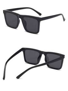 Men Square Frame Fashion Glasses Casual Beach Accessories Glasses Shades For Summer Beach Vacation,Outdoor,Travel - Black - View 2