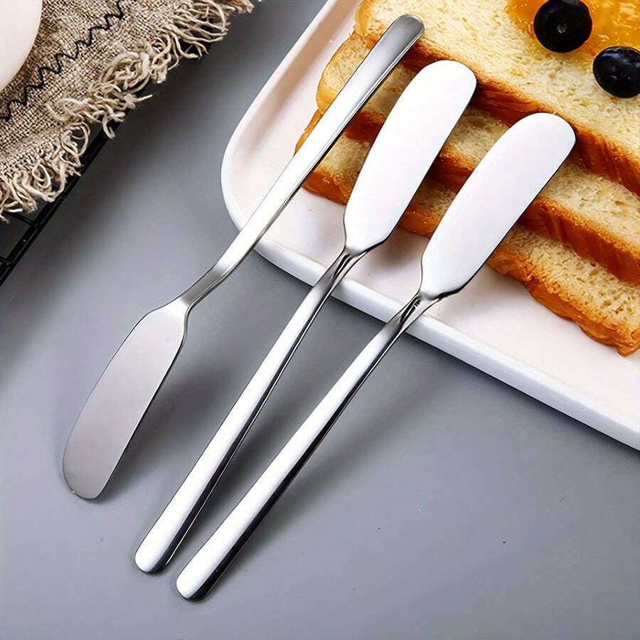 3/6/9Pcs Durable Stainless Steel Cheese Spreader Knife, Butter Knife For Jam/Peanut Butter/Condiments, Suitable For Sandwich/Bagels/Toast, Mirror Polished, Dishwasher Safe