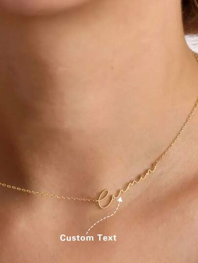 Customized Gold Color Fashion Necklace, Luxurious & Charming, Suitable As Birthday/Anniversary/Holiday Gift For Couple, Friend Or Family,Black,Silver,Gold,Stylish,Colorful,Vintage,Simple,Unisex,Casual,Cuties,Custom,Personalized,Unique,Ideal Gifts For Him,Ideal Gifts For Her,Her,Boyfriend,Girlfriend,Dad,Mom,Family,Friends,For Anniversaries,For Birthdays,For Graduation,For Prom,For Party,Customized Fine Word Necklaces,Easy Comfort,New Year Glamour