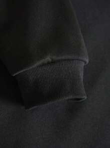 Bộ 2 món áo hoodie nỉ in chữ và quần nỉ thể thao thu đông - màu đen - Xem 4
