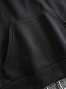 Bộ 2 món áo hoodie nỉ in chữ và quần nỉ thể thao thu đông - màu đen - Xem 3