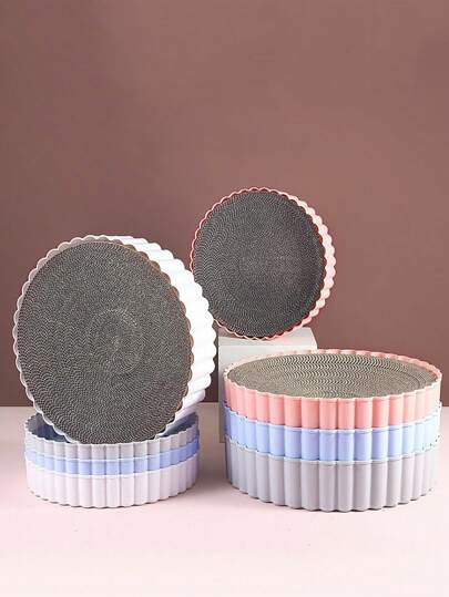 Pet Supplies Cat Lying Mat With Replaceable Cushion, Round Corrugated Paper Scratching Board Cat Nest, Cat Toy