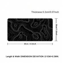 1pc Black Topographic Mouse Pad, White Extended Gaming Mouse Pad, Topographic Desk Mat Laptop Desk Decor Writing Pad For Work, Game, Office, Home - Topographic Contour