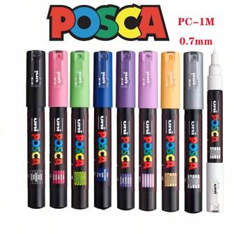 全新 Uni Feutre 亚克力马克笔套装 PC-1M PC-3M PC-5M 防水不透明油漆笔 超级漫画涂鸦笔 美术用品文具 返校