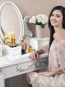 1pc Desktop Cosmetics Storage Box Drawer, Multifunctional Office Desk Storage Box, Keeps The Desktop Clean, Perfect For Storing Jewelry, Skincare Products, Lipstick, And Makeup Brushes