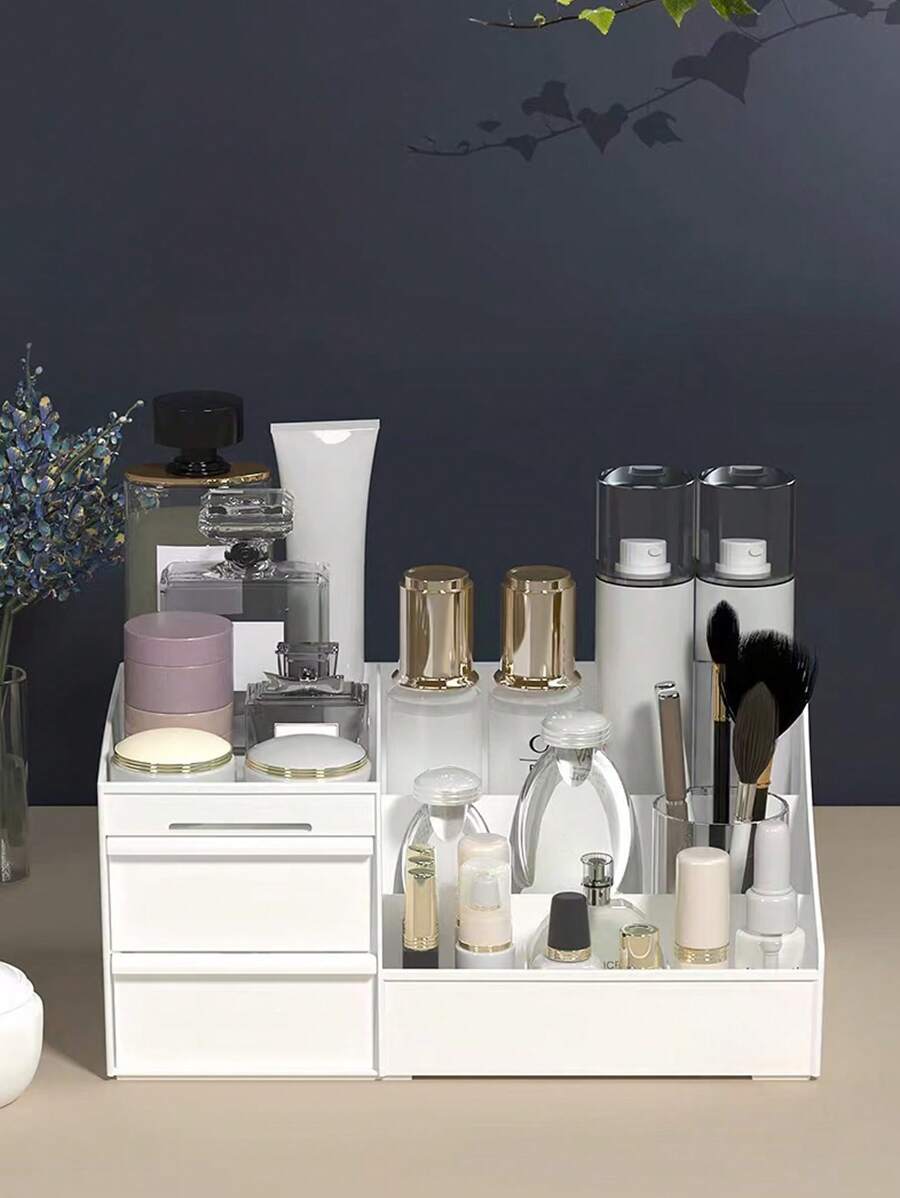 1pc Desktop Cosmetics Storage Box Drawer, Multifunctional Office Desk Storage Box, Keeps The Desktop Clean, Perfect For Storing Jewelry, Skincare Products, Lipstick, And Makeup Brushes