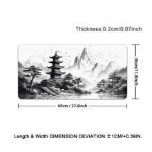 1 Peça Mousepad de Arte Preto e Branco Estilo Chinês Pintura a Tinta Grande Mousepad Gamer Tapete de Teclado Tapetes de Mouse XXL Tapete de Mesa de Borracha Design