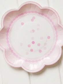 8 Pieces Of Pink Flower Petal Paper Plates For Disposable Parties, Weddings, Birthdays, Party Decorations, Tableware, And Plates - Multicolor - View 11