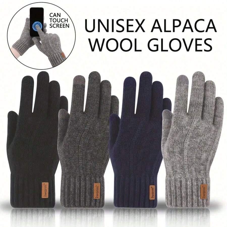 1 Cặp Găng tay len Alpaca tương thích với màn hình cảm ứng: Ấm áp & thời trang, thiết yếu cho mùa đông - Thích hợp cho văn phòng, du lịch, đạp xe và ngày lễ