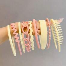 9pcs Set Toothed Headbands, Non-Slip Matte Hair Ties, Simple Cute Style, Solid Color Comb Tooth Hair Accessories Set, Hair Bands - 9pcs/set - View 19