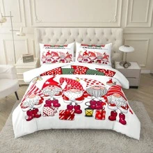 2/3 件圣诞卡通被套套装，含 2 个枕套，时尚、柔软、舒适 - 彩色 - 查看 5
